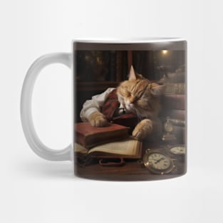Sleeping Librarian Cat Mug